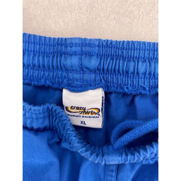 Crazy Shirts Hawaii Shorts Mens XL Blue Drawstring 6” Beach Dye Relaxed - Picture 5 of 5